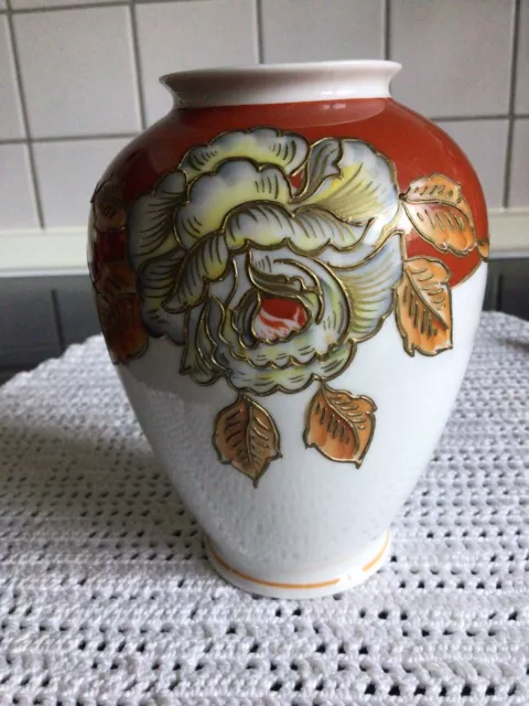 Edle Vase Schaubach Kunst Porzellan Handgemalt 13 cm Hoch