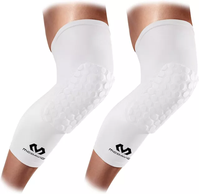 McDavid Hex White Leg Sleeves Pair Youth Junior Pads Compression Sports 6446-X