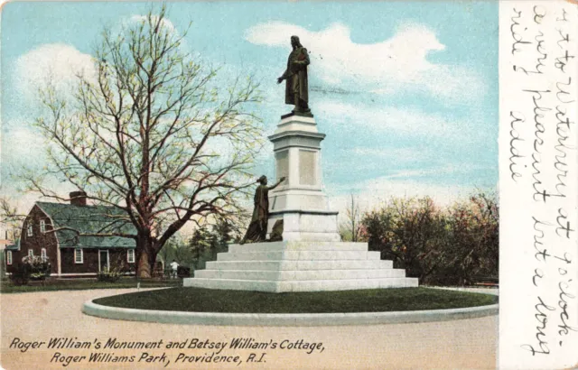 Providence RI, Roger Williams Monument Betsey Williams Cottage, Vintage Postcard