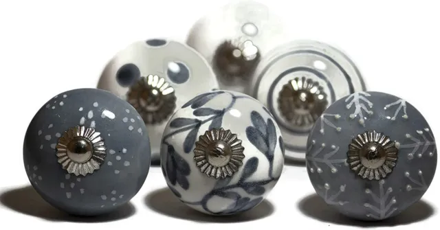 Set of 6 Ceramic Knobs Cabinet knobs Drawer knobs Cabinet pulls  Door knobs