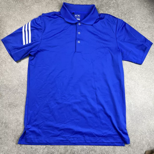 Adidas Blue Puremotion Coolmax Polo Shirt Mens M pit to pit 21"