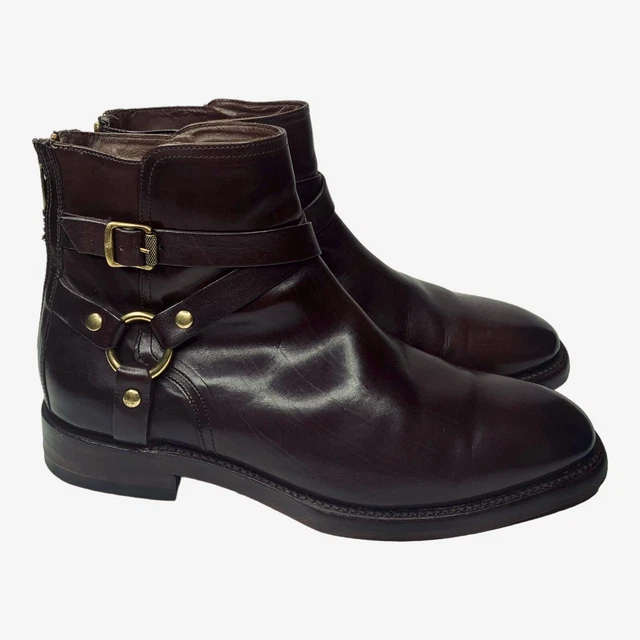 FRYE WESTON CROSS Strap Boots Mens Size 9.5D Brown Leather Harness Back Zip 428 125.96 PicClick