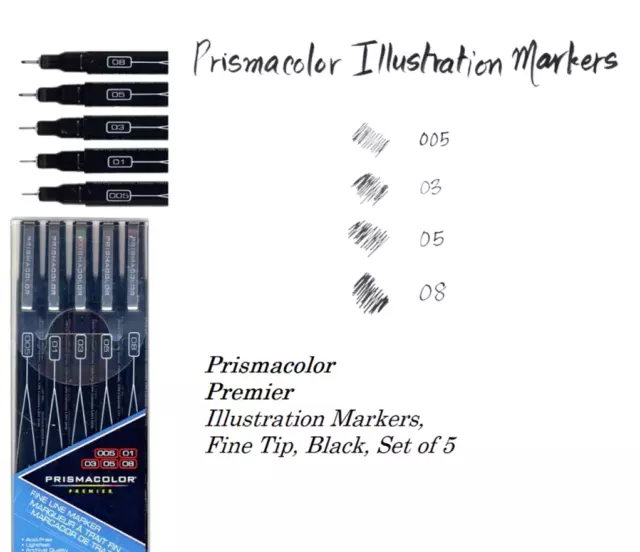 Prismacolor 14172 Premier Illustration Markers, Fine Tip, Set of 4