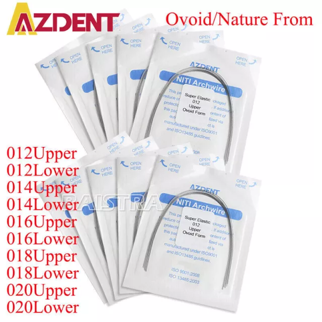 AZDENT Dental Orthodontic Arch Wire Super Elastic Niti Round Ovoid / Nature Form