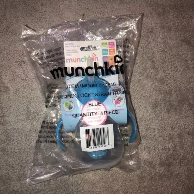 MUNCHKIN Click Lock Kids Baby Toddler Weighted Flexi Straw Trainer Cup Blue 7 Oz
