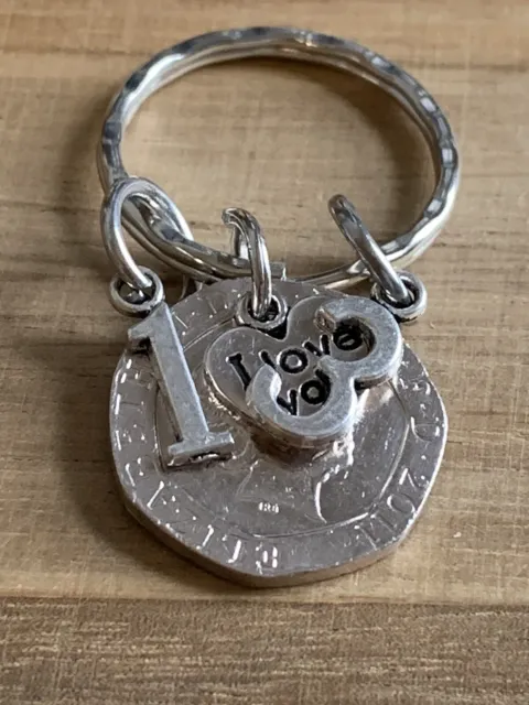 13th Anniversary 🎁 Or Birthday 2011 Gift Coin & Charms on Keyring In Gift Bag