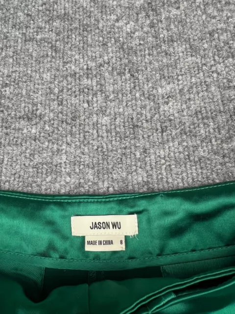 Jason Wu Pants Women's 8 Emerald Green Satin Boot Cut Dress Trousers NWT 2
