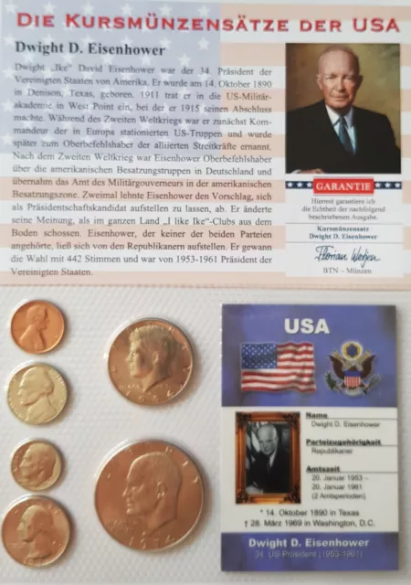 USA US KMS Kursmünzensatz 1974 Eisenhower UNC