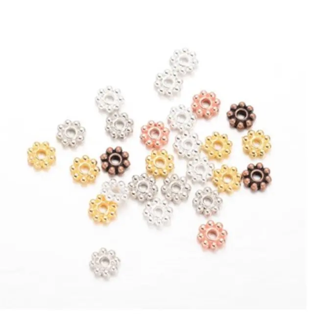 300 piezas espaciadores de cuentas de joyería margarita pequeña joyería de acero plata oro rosa de 5 mm