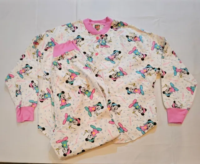 Vintage Disney Mickey Unlimited Size L Lights Out Flannel Pajama Night Set