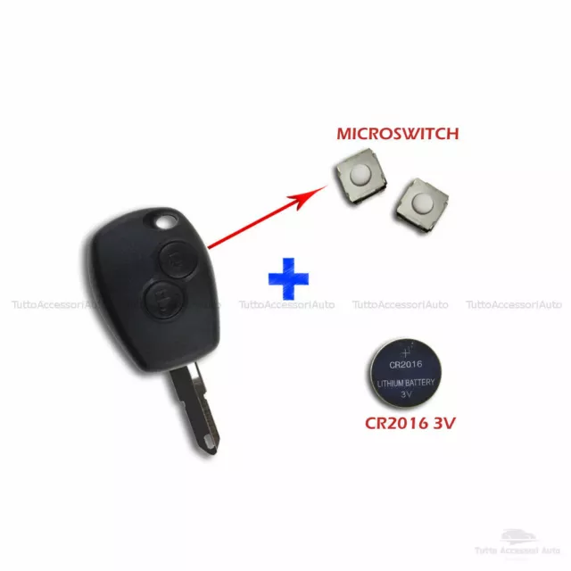 Chiave Con Batteria E Pulsanti Telecomando Guscio 2 Tasti Per Dacia Logan Duster