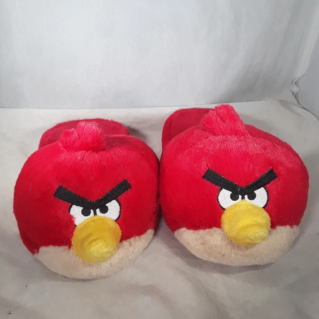 Angry Birds Red Bird Plush Slippers Youth Kids Size 2-3 Medium M House Shoes