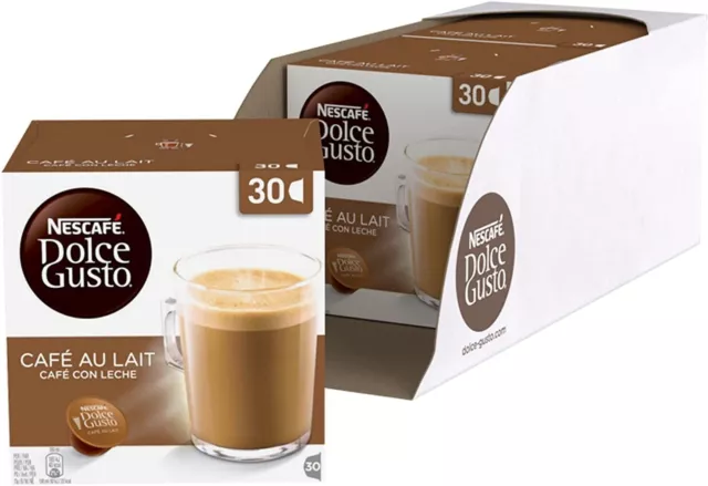 Nescafe Dolce Gusto Café Au Lait Coffee Pods Pack of 3 Total 90 Capsules