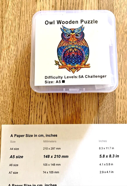 Unidragon Wooden Jigsaw Puzzle "Charming Owl" for Adults - Size A5, Appx 110 pcs 2