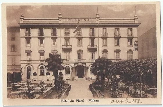 Milan Italy Hotel Du Nord Vintage Postcard Linen