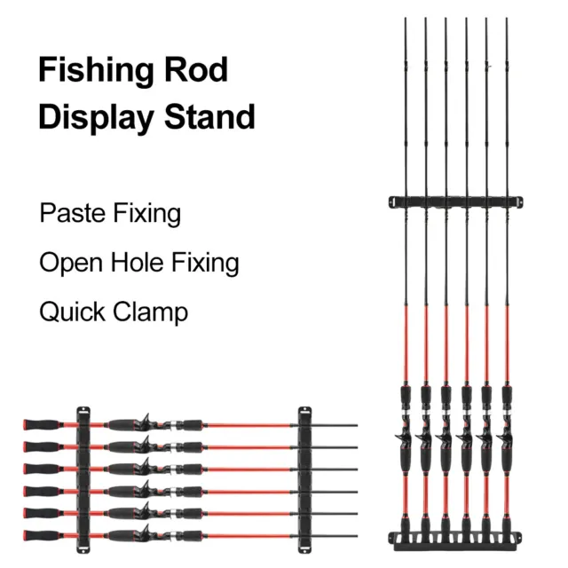 5-ROD HORIZONTAL WALL Mounted Fishing Rod Holder Storage Rack
