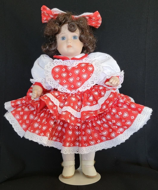 PORCELAIN DOLL 1991 Marian Yu Designs Signed Numbered MYD Red Dress COA
