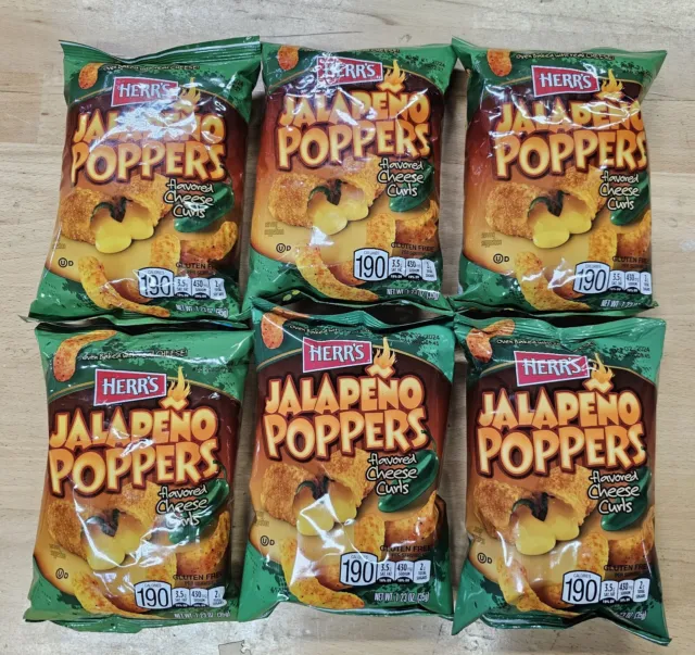 Herr's Jalapeño Popper Flavored Cheese Curls Puffs 1.23oz Bags - 6 Bags
