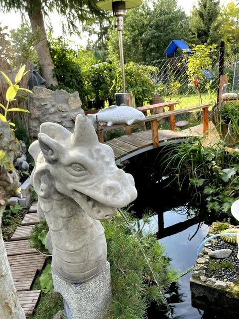 WASSERSPEIER/TEICH FIGUR GROSSER Drachenkopf H. 55 cm EUR 85,00