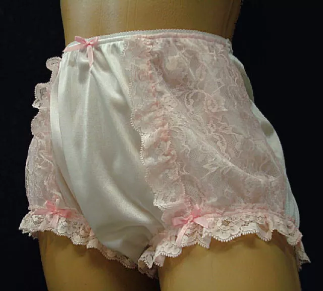 NELJEN Vintage Style Nylon Tricot & Lace PANTIES  Adult Sissy- Cross dresser