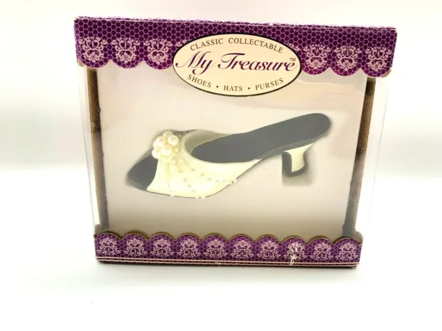Miniature Shoe White Pearl Pump My Treasure Resin Classic High Heel #11025 New