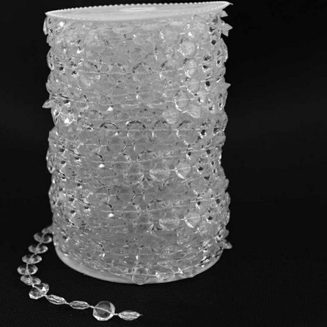10m Roll Clear Garland Diamond Strand Acrylic Crystal Bead DIY Wedding Curtain