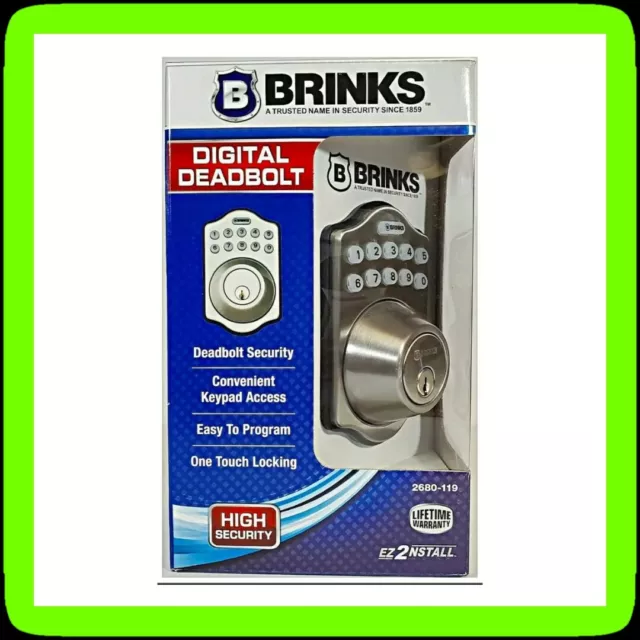 🔐 BRINKS Digital Keypad Electronic Deadbolt Satin Nickel ✅ 2680-119 ✅ BRAND NEW