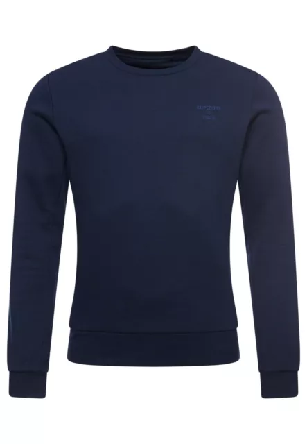 Superdry Sweatshirt Crew Neck Long Sleeve Pullover Training Core Sport Navy Blue