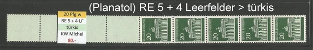 RM Brandenburger Tor 20 Pfg Planatol MiNr. 507w R RE 5 + 4 LF türkis postfrisch
