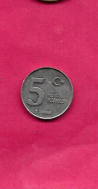 Turkey Turkish Km1165 2006 Xf-Super Fine 5 New Kurus Coin
