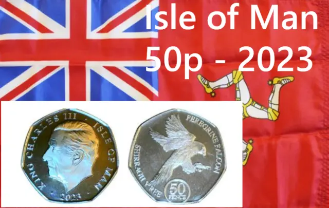 Isle of Man coin 50p pence 2023 Wildlife series PEREGRINE FALCON SHIRRAGH Y REE