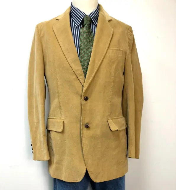 Tailored Gentleman Corduroy Sport Coat Jacket Brown 2 Button Vented Men's 40L