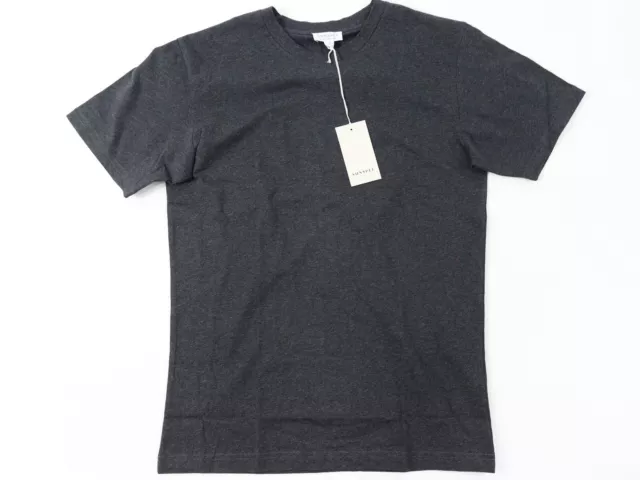 NEW SUNSPEL Charcoal Melange 100% Cotton Crewneck S/S T-Shirt Men Size S Small