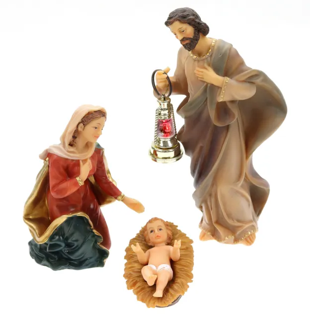 Krippefiguren Set 11teilig Höhe bis 19cm Laterne Licht Weihnachtskrippe Figuren 2