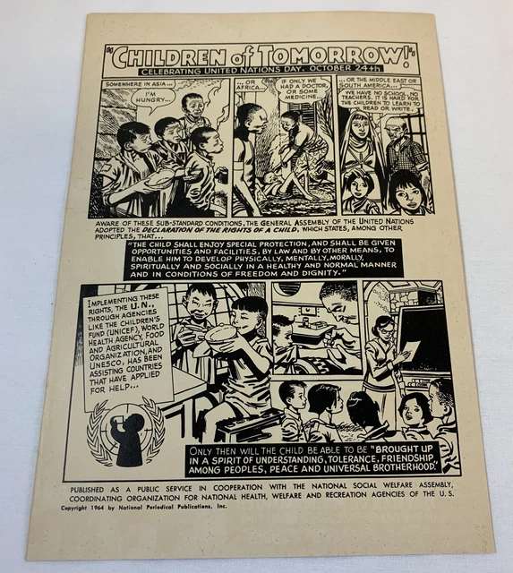 1960 B+W Cartoon PSA Ad Pagina ~ United Nazioni Giorno Bambini Di Domani