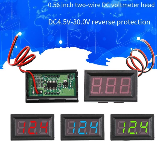 Mini Voltmètres Numériques 4 Couleurs - Plage 2,4-30V CC, Affichage LED, Protection Inverse De Polarité