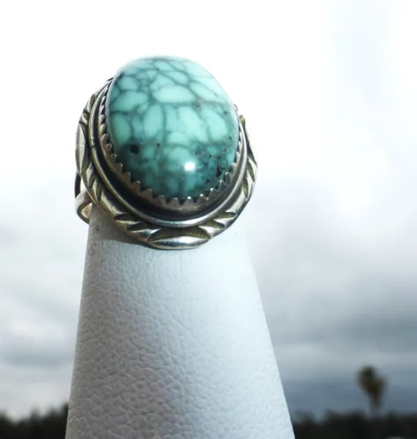 Native American Sterling Silver Spider Turquoise Ring Size 5.5 Amazing On