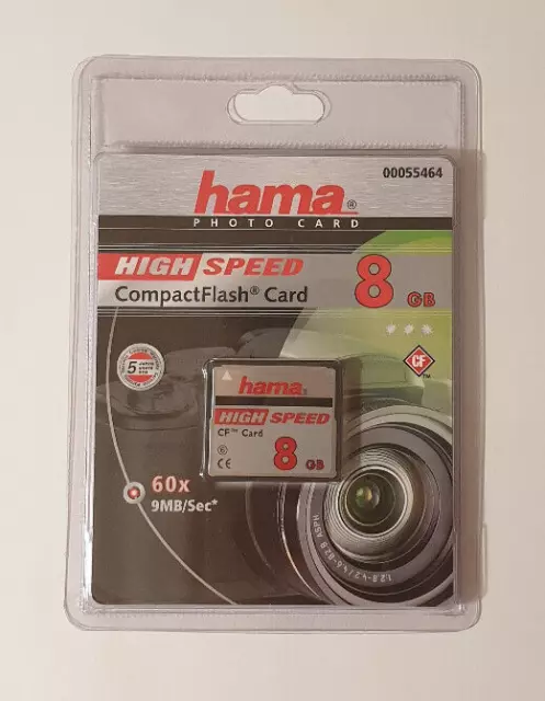 Hama Compact Flash Card 8 GB 9 MB/sec Speicherkarte CF Karte Digital Kamera TOP