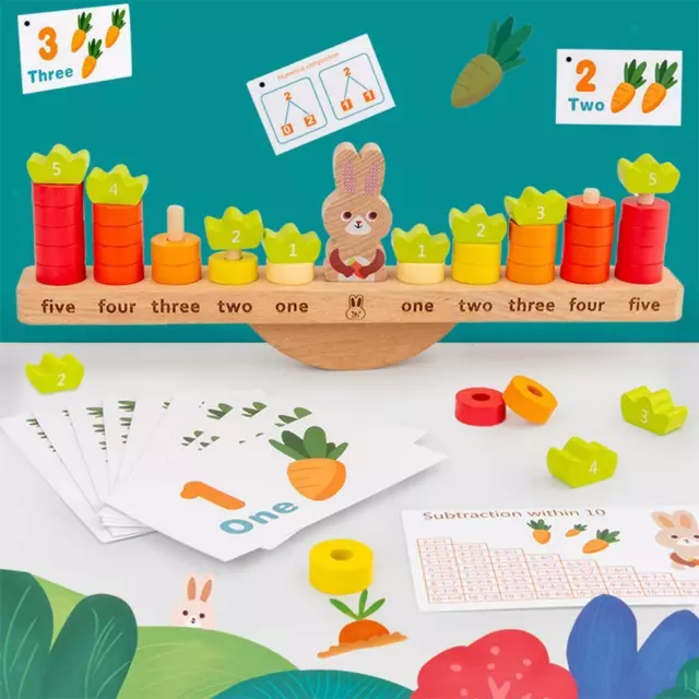 Blocs de Construction Bois Balance Lapin Comptage Éducation Précoce