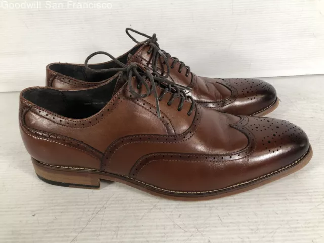 Stacy Adams Mens Brown Leather Wingtip Round Toe Lace Up Oxford Dress Shoes 9M