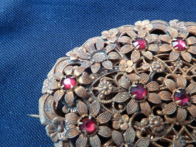 Superbe Broche Ancienne - Pierres Transparentes - Vintage - Bijou Rétro Sans Marque