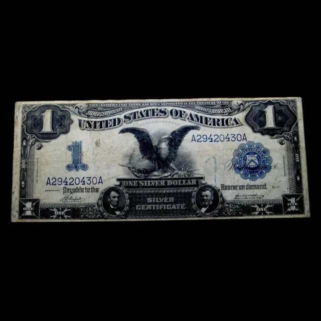 1899 $1 One Dollar Large Size Black Eagle Silver Certificate Currency  -- #207