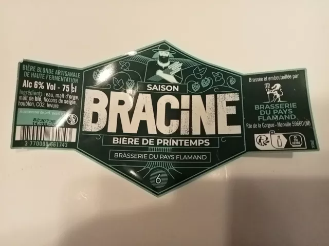 Etiq. Bière 75cl : BRACINE PRINTEMPS / Br. du PAYS FLAMAND - 59 Nord France