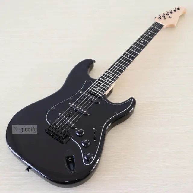 ST type Black Electric Guitar 6 Strings SSS pickup balck pickguard