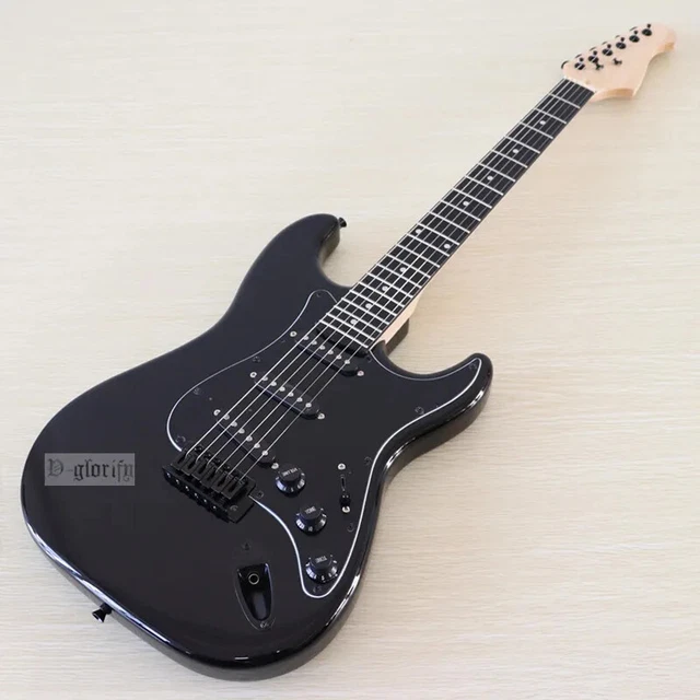ST type Black Electric Guitar 6 Strings SSS pickup balck pickguard ST type Black Electric Guitar 6 Strings SSS pickup balck pickguard