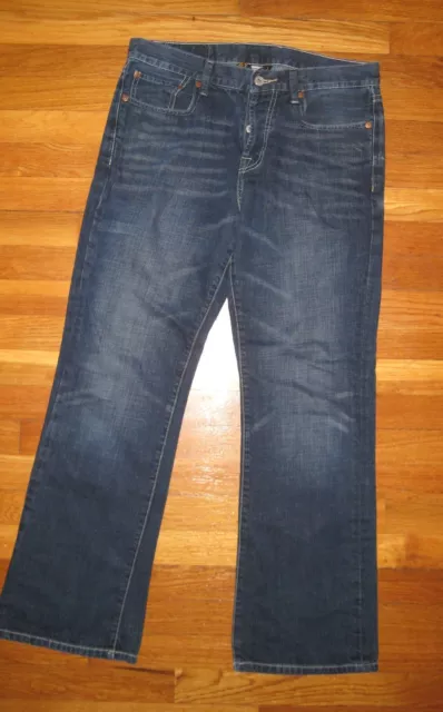 Lucky Brand mens JEANS dark vtg blue denim classic boot fit pants distressed 33