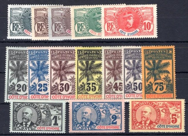 COTE D IVOIRE 1906 Yvert 21-35 * TADELLOS SATZ oft sogar ** MNH (H1011