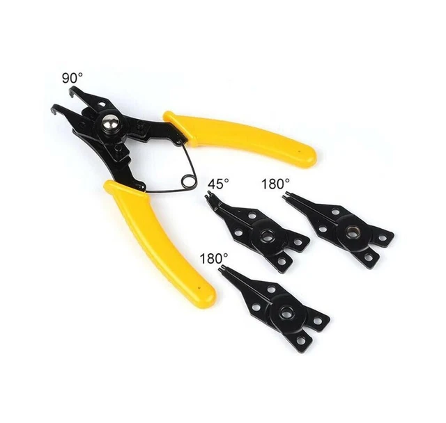 Kit Pinze Intercambiabili Pinza Per Anelli Elastici 4 In 1 - Set Con Teste Intercambiabili Per Anelli Interni/esterni Pinze Seeger