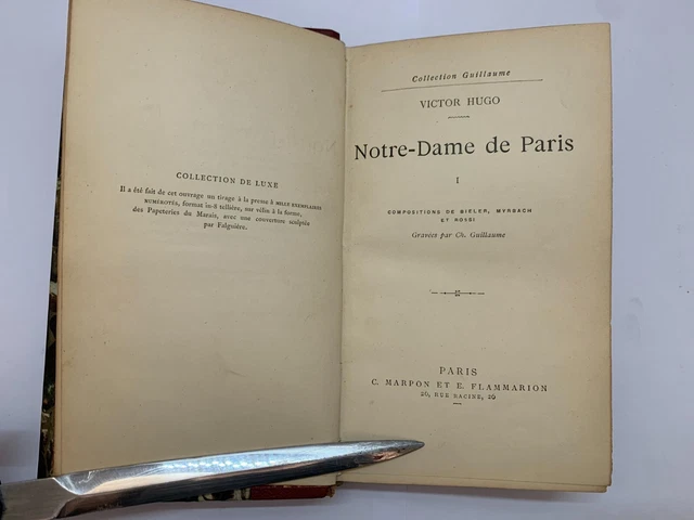 LIVRES ANCIEN 1880 VICTOR HUGO NOTRE DAME DE PARIS Collection de luxe