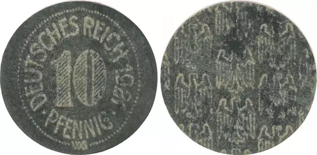 WEIMAR Pergament Hartpappe Probe  für ein 10 Pfennig Stück 1921 (Schwarz) vz